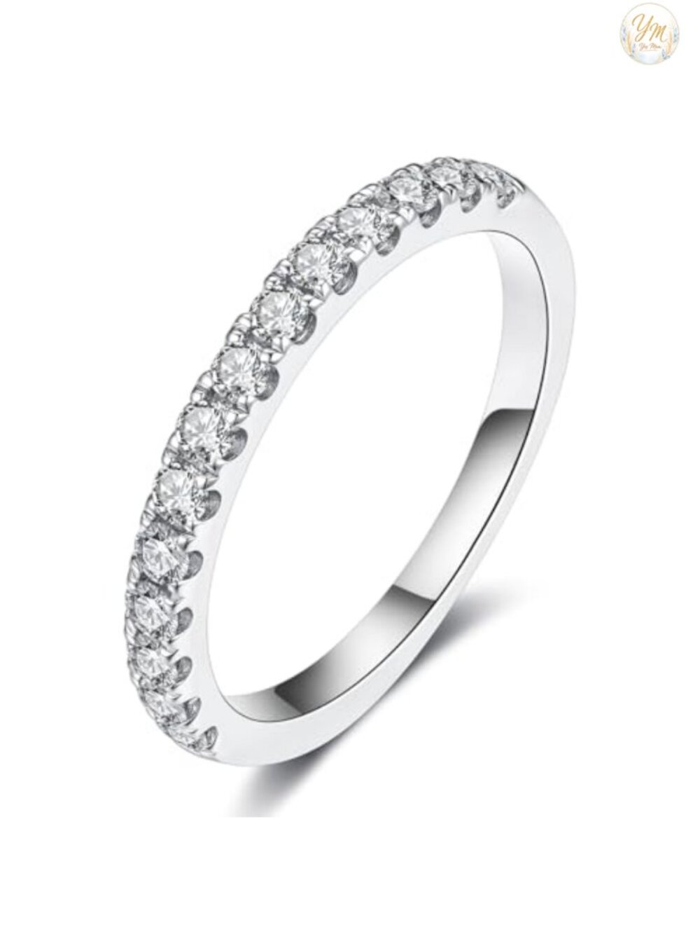 Lab Grown Diamond Eternity Ring 18K White Gold Plated Sterling Silver Half